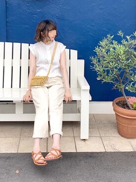 「ビーズバッグ」｜「アイテム（腕時計）」を使った、micoronさん（レディース・167cm）の夏コーディネート