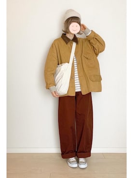 「ハンティングジャケット」｜「アイテム（アクセサリー）」を使った、micoronさん（レディース・167cm）の秋コーディネート