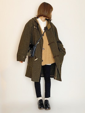 「VINTAGE（ヴィンテージ）のアイテム（ダッフルコート）」を使った、micoronさん（レディース・167cm）の冬コーディネート