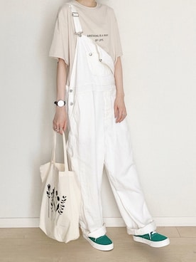 「nest Robe（ネストローブ）のアイテム（サロペット/オーバーオール）」を使った、micoronさん（レディース・167cm）の夏コーディネート