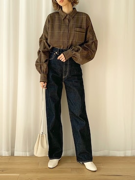 「MERLOT（メルロー）のアイテム（ハンドバッグ）」を使った、micoronさん（レディース・167cm）の秋コーディネート