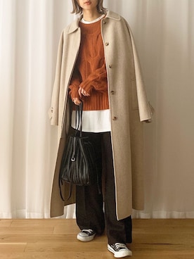 「ISOOK（アイスー）のアイテム（ジャケット/アウター）」を使った、micoronさん（レディース・167cm）の冬コーディネート