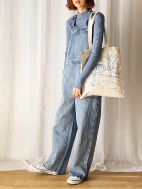 「kutir（クティール）のアイテム（オールインワン・サロペット）」を使った、micoronさん（レディース・167cm）の春コーディネート