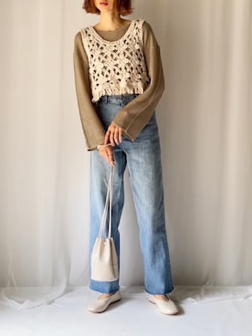 「マクラメ」｜「アイテム（その他）」を使った、micoronさん（レディース・167cm）の春コーディネート
