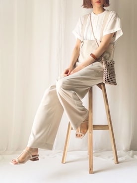 「feepur（フェピュール）のアイテム（オールインワン・サロペット）」を使った、micoronさん（レディース・167cm）の春コーディネート