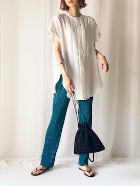 「menue（メヌエ）のキレイ魅せ ビーチサンダル トングver.（サンダル）」を使った、micoronさん（レディース・167cm）の春コーディネート