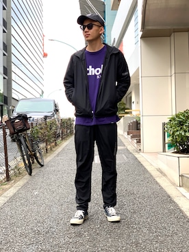 「SCHOTT」｜「アイテム（キャップ）」を使った、chin shi iさん（メンズ・176cm）の冬コーディネート