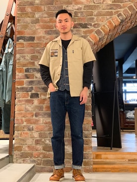 「schott(ショット)のアイテム(ベスト)」を使った、chin shi iさん(メンズ・176cm)の春コーディネート