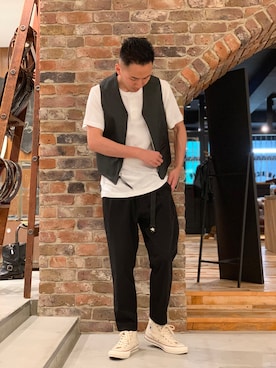 「schott(ショット)のアイテム(ベスト)」を使った、chin shi iさん(メンズ・176cm)の夏コーディネート