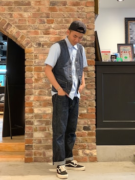 「SCHOTT」｜「アイテム（キャップ）」を使った、chin shi iさん（メンズ・176cm）の夏コーディネート