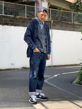 「アイテム（ベスト）」を使った、chin shi iさん（メンズ・176cm）の秋コーディネート