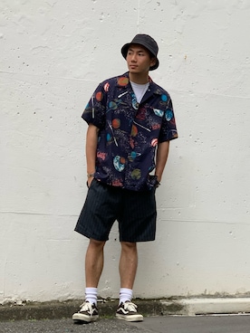 「schott（ショット）のSchott/ショット/HAWAIIAN SHIRT PLANET/ハワイアンシャツ プラネット（シャツ/ブラウス）」を使った、chin shi iさん（メンズ・176cm）の春コーディネート
