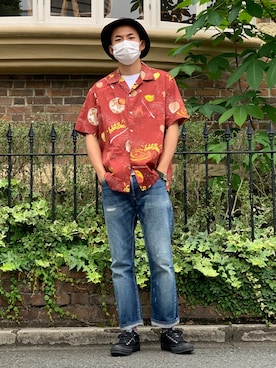 「schott（ショット）のSchott/ショット/HAWAIIAN SHIRT PLANET/ハワイアンシャツ プラネット（シャツ/ブラウス）」を使った、chin shi iさん（メンズ・176cm）の春コーディネート