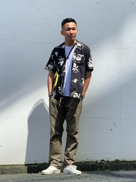 「schott（ショット）のアイテム（バッグ）」を使った、chin shi iさん（メンズ・176cm）の夏コーディネート