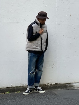 「schott(ショット)のアイテム(ベスト)」を使った、chin shi iさん(メンズ・176cm)の秋コーディネート