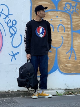 「schott（ショット）のアイテム（バッグ）」を使った、chin shi iさん（メンズ・176cm）の冬コーディネート