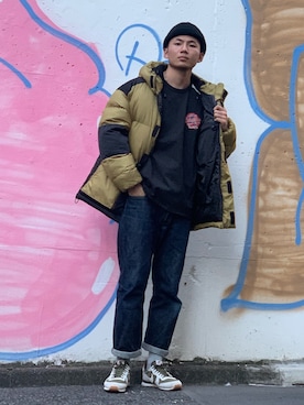 「アイテム（ダウンジャケット/コート）」を使った、chin shi iさん（メンズ・176cm・20代）の冬コーディネート