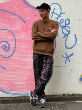 「アイテム（スウェット）」を使った、chin shi iさん（メンズ・176cm・20代）の冬コーディネート