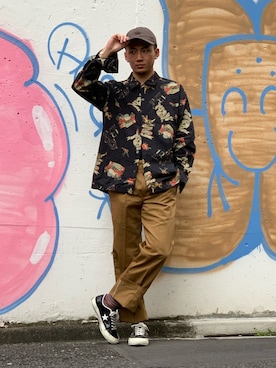 「柄シャツ」｜chin shi iさん（メンズ・176cm）の冬コーディネート