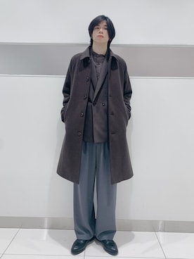「レースアップシューズ」｜「アイテム（その他アウター）」を使った、Takuさん（メンズ・180cm）の冬コーディネート