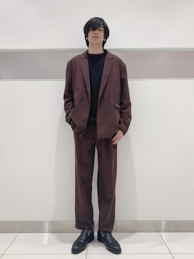 「レースアップシューズ」｜「アイテム（その他アウター）」を使った、Takuさん（メンズ・180cm）の冬コーディネート
