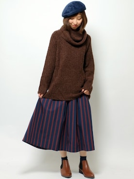 「LBC（エルビーシー）のアイテム（ハンチング/ベレー帽）」を使った、kaoriさん（レディース・157cm）の冬コーディネート