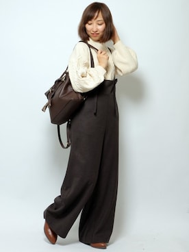 「LBC（エルビーシー）のアイテム（オールインワン・サロペット）」を使った、kaoriさん（レディース・157cm）の冬コーディネート