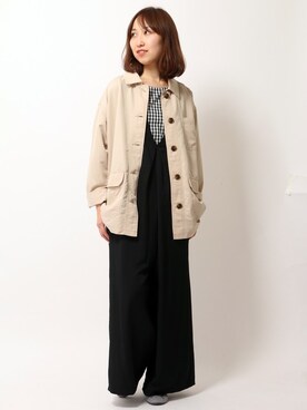 「シャツジャケット」｜「アイテム（オールインワン・サロペット）」を使った、kaoriさん（レディース・157cm）の春コーディネート