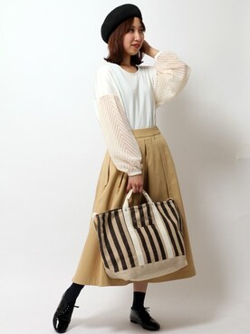 「LBC（エルビーシー）のアイテム（ハンチング/ベレー帽）」を使った、kaoriさん（レディース・157cm）の春コーディネート