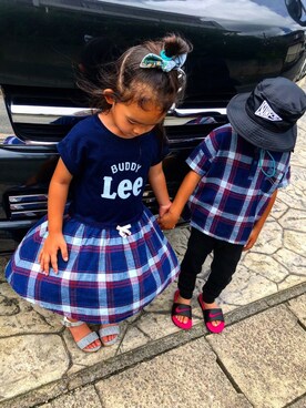 「BUDDY Lee（バディーリー）のアイテム（トップス）」を使った、sakuさん（キッズ・120cm）の夏コーディネート