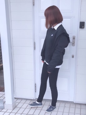 「レイヤードstyle」｜「アイテム（ナイロンジャケット）」を使った、miiさん（レディース・160cm）の冬コーディネート