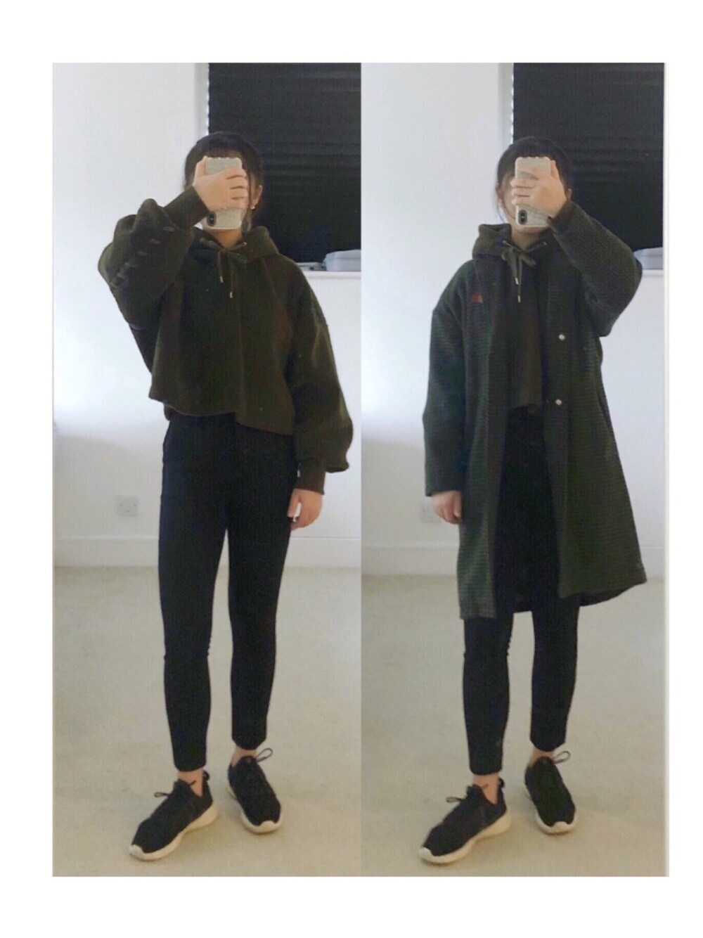 「冬コーデ、緑」｜「CLANEのCONVERSE TOKYO×CLANE ボアパーカー（パーカー、グリーン系）」を使った、sen'sさん（レディース・155cm）の秋コーディネートの1枚目の写真