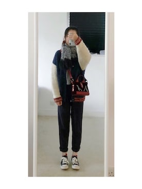 「MONKI（モンキ）のアイテム（マフラー）」を使った、sen'sさん（レディース・155cm）の冬コーディネート