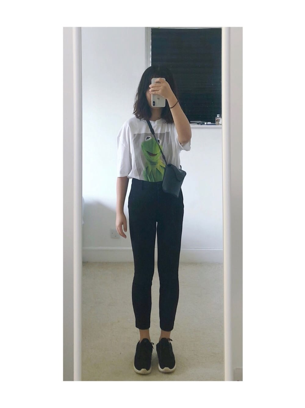 「mango、theory、NIKE、カジュアル、シンプルコーデ」｜「theoryのTheory Trecca 2 Straight-Leg Cropped Admiral Crepe Pants（その他パンツ、ブラック系）」を使った、sen'sさん（レディース・155cm）の夏コーディネートの1枚目の写真
