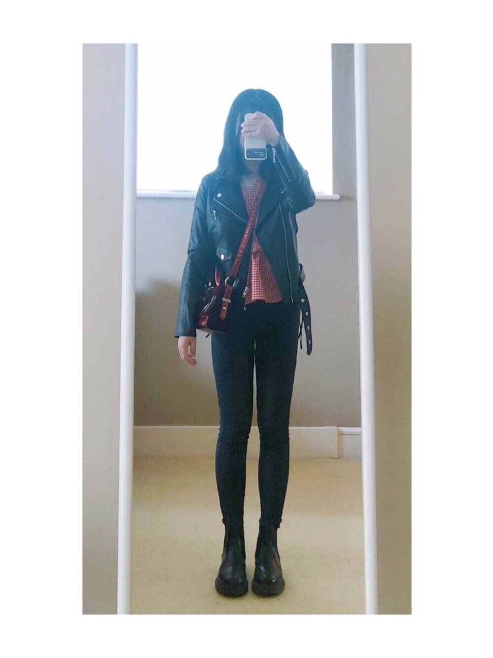 「秋コーデ、jouetie、Dr.Martens、KENZO」｜「jouetieのレースアップライダース（ライダースジャケット、ブラック系）」を使った、sen'sさん（レディース・155cm）の秋コーディネートの1枚目の写真