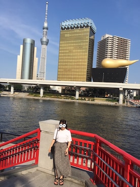 「アイテム（スカート、ブラウン系）」を使った、shoさん（メンズ・175cm）の夏コーディネート