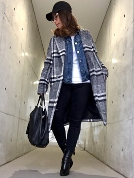 「シャギー」｜「アイテム（デニムジャケット）」を使った、yurikoさん（レディース・156cm）の冬コーディネート