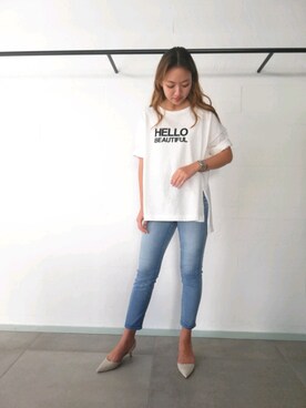 「アイテム（パンプス、グレー系）」を使った、みずきさん（レディース・168cm）の春コーディネート