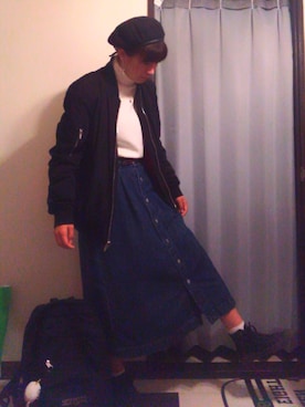 「コンバース ハイカット」｜「アイテム（ハンチング/ベレー帽）」を使った、きぃさん（レディース・163cm）の秋コーディネート