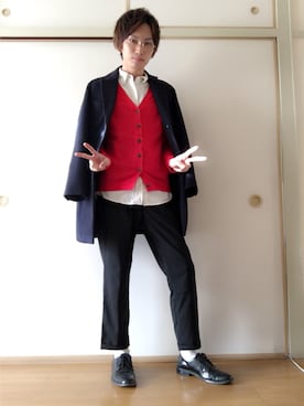 「アイテム（チェスターコート）」を使った、白王子ゆーや@Twitchさん（メンズ・175cm・20代）の冬コーディネート