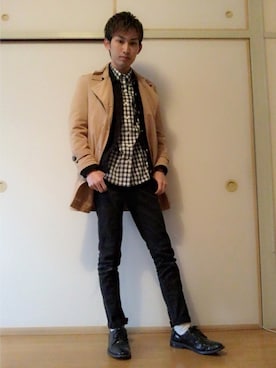 「アイテム（トレンチコート）」を使った、白王子ゆーや@Twitchさん（メンズ・175cm・20代）の冬コーディネート