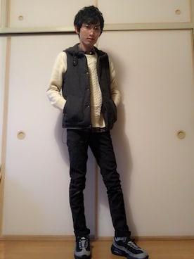 「WEGO（ウィゴー）のアイテム（ダウンベスト）」を使った、白王子ゆーや@YouTubeさん（メンズ・175cm）の秋コーディネート