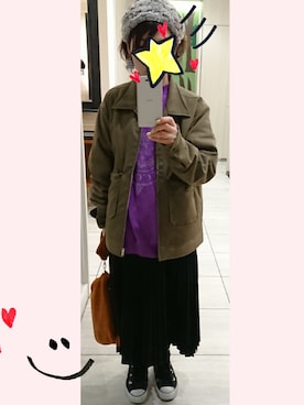 「Lee（リー）のアイテム（ブルゾン）」を使った、saraさん（レディース・157cm）の冬コーディネート
