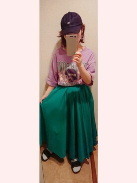「w closet」｜「アイテム（帽子）」を使った、saraさん（レディース・157cm）の夏コーディネート