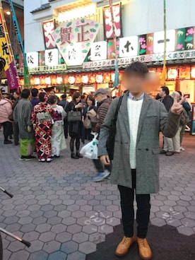 「DETAILS（ディテールズ）のアイテム（チェスターコート）」を使った、Meさん（メンズ・170cm）の冬コーディネート