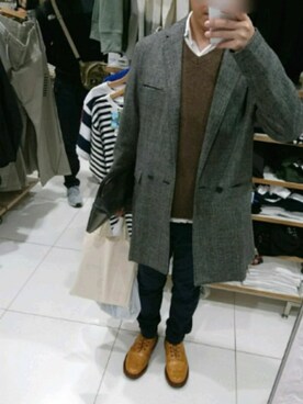 「DETAILS（ディテールズ）のアイテム（チェスターコート）」を使った、Meさん（メンズ・170cm）の春コーディネート