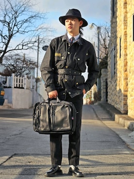 「Barbour（バブアー）のアイテム（ライダースジャケット）」を使った、   bb_stgさん（メンズ・171cm）の冬コーディネート