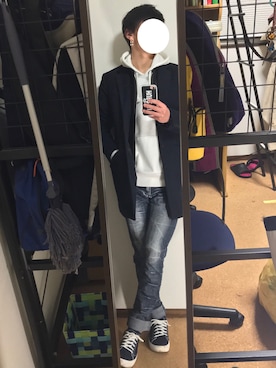「MinoriTY（マイノリティ）のアイテム（チェスターコート）」を使った、ひょーごさん（メンズ・173cm）の冬コーディネート