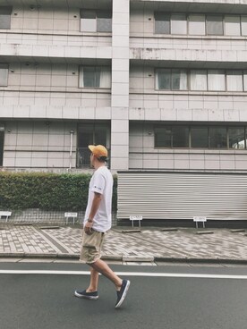 「JOURNAL STANDARD relume（ジャーナルスタンダード　レリューム）のアイテム（キャップ）」を使った、macoさん（メンズ・180cm）の夏コーディネート