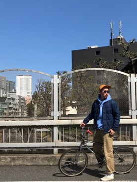 「JOURNAL STANDARD relume（ジャーナルスタンダード　レリューム）のアイテム（キャップ）」を使った、macoさん（メンズ・180cm）の春コーディネート